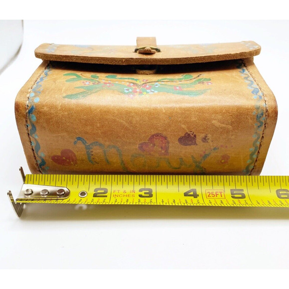 WWII 1942 E K 1943 Leather Tool Pouch Repurposed European Design Painted - Picture 13 of 15